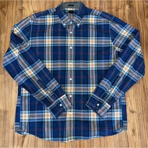J.Crew Men's Shirt Size XL Slim Fit Blue Long Sleeve Button Down Plaid Preppy‎